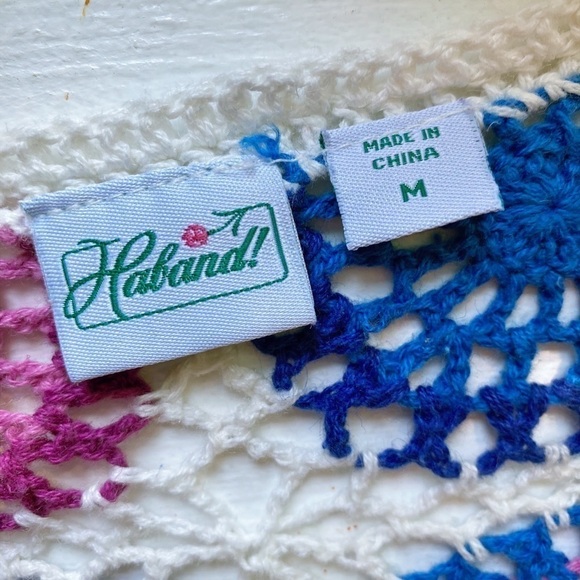 Haband Womens Medium Granny Square Purple & Blue with White Crochet Jacket - Picture 5 of 10